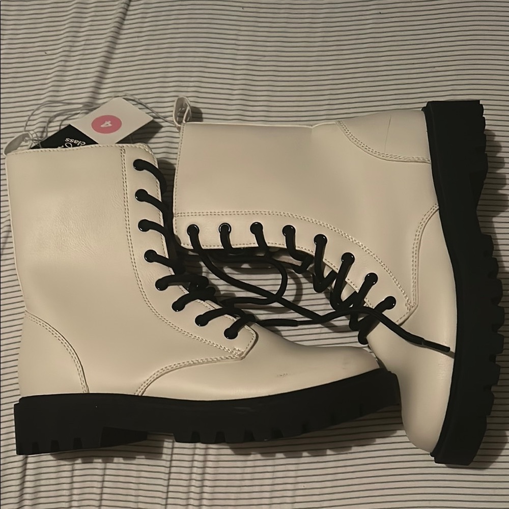 White Combat Boots Size 4